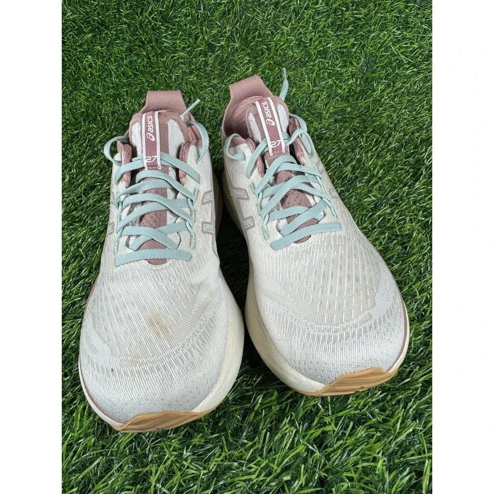 Asics Gel-Nimbus 27 Sneakers Women 9 Running Shoes Beige Pink Athletic Trainers - Picture 5 of 8